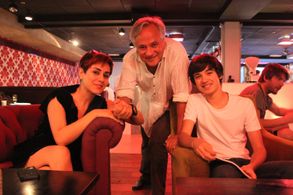 Mania Akbari & Anish Kapour and his Son after film screening 10 in BFI South Bank . 2013 .