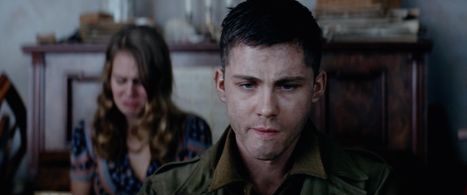 Logan Lerman and Alicia von Rittberg in Fury (2014)