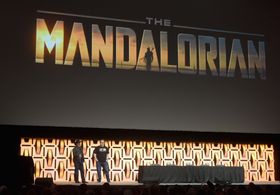 Jon Favreau and Dave Filoni at an event for The Mandalorian (2019)
