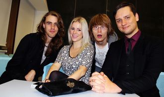 Last British Dragon at the Colchester Film Awards 2013 with Death Machine 666. From left to right... James Crow, Sarah R