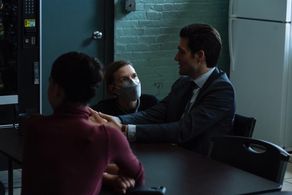 Lisa Robinson, Jeff Wilbusch, and Juliana Canfield in The Calling (2022)