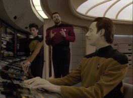 Jonathan Frakes, Brent Spiner, and Tracee Cocco in Star Trek: The Next Generation (1987)