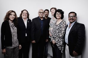 Afia Nathaniel, Cordelia Stephens, Shrihari Sathe, Thea Kerman, Muhammad Khalid Ali, and Zinnia Sheikh at an event for D