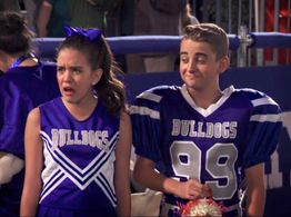 Lilimar(Sophie) and Buddy Handleson(Newt) on set Bella and the Bulldogs Season 1