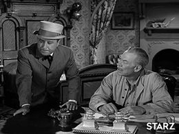 Ward Bond and George Gobel in Wagon Train (1957)