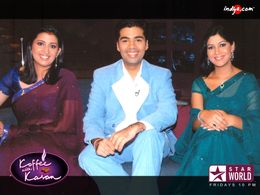Karan Johar, Smriti Malhotra-Irani, and Sakshi Tanwar in Koffee with Karan (2004)