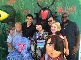 Ken Takemoto, Michael Sun Lee, Alpha Takahashi, Thomas Isao Morinaka, Producer Arianne Sutner, and Akhil Conner at the p