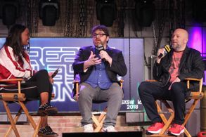 Zak Penn, Aisha Tyler, and Ernest Cline at an event for Ready Player One LIVE at SXSW (2018)