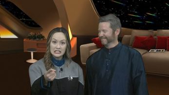 Bryan Kreutz and Lili Fox-Lim in A Captain's Log (2021)