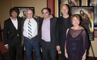 Producer Steve Schwartz, writer Cormac McCarthy, producer Bob Weinstein, director John Hillcoat and producer Paula Mae S