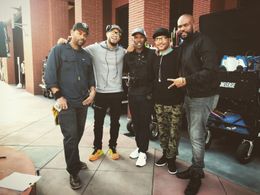 Pete Chatmon on the set of 