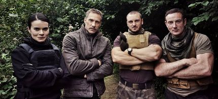 Still of Fleur Keith, Gary Daniels, Alan Calton and Bryan Larkin in Vengeance (2017)