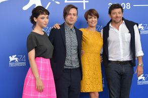 Patrick Bruel, Micaela Ramazzotti, Sebastiano Riso, and Matilda De Angelis at an event for A Family (2017)