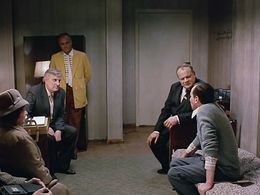 Oleg Basilashvili, Leonid Filatov, Vladimir Menshov, and Pyotr Shcherbakov in Zerograd (1988)