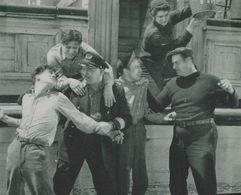 Richard Alexander, Stanley Blystone, Gabriel Dell, Huntz Hall, Billy Halop, and Bernard Punsly in Sea Raiders (1941)
