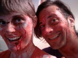 With Kristine Renee Farley on the set of Trepan.