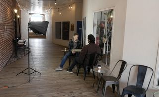 Nigel Butler and Noah Townsend on the set of 'New Day'.