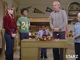 Todd Bridges, Conrad Bain, Gary Coleman, Dana Plato, and Nedra Volz in Diff'rent Strokes (1978)
