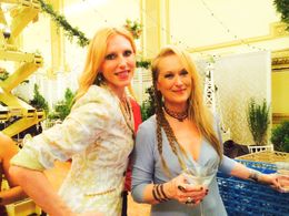 on set with Meryl Streep shooting 