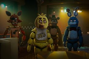 Kevin Foster, Jess Weiss, Roger Joseph Manning Jr., Jade Kindar-Martin, and Kellen Goff in Five Nights at Freddy's (2023