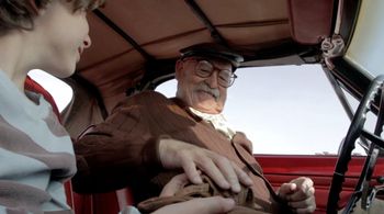 Oliver with Barry Corbin on the set of Metropolis II