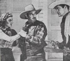 Al Bridge, Iris Meredith, and Charles Starrett in The Man from Sundown (1939)