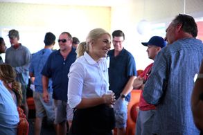 Still of Emily De Margheriti and Frank Dietz behind the scene's of I Hate Kids.