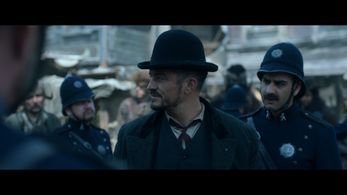 Orlando Bloom, Waj Ali, and Kevin Michael Clarke in Carnival Row (2023).