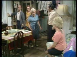 Pat Ashton, Doris Hare, Anna Karen, Michael Robbins, and Reg Varney in On the Buses (1969)