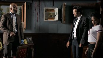 Sharlto Copley, Al Mitchell and Susan Heyward in Powers-Origin (2016)