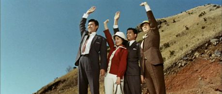 Yû Fujiki, Yuriko Hoshi, Hiroshi Koizumi, and Akira Takarada in Mothra vs. Godzilla (1964)