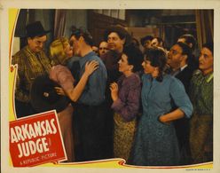 Roy Rogers, Veda Ann Borg, Pauline Moore, June Weaver, Frank Weaver, Leon Weaver, and Loretta Weaver in Arkansas Judge (