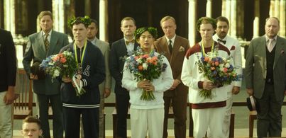 Still of Lucas Linehan, Im Si-wan and Tim Grimes in 1947 Boston
