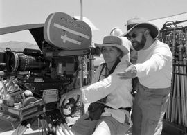Director Bryan W. Simon and Director of Photography Denise Brassard on the set of ALONG FOR THE RIDE