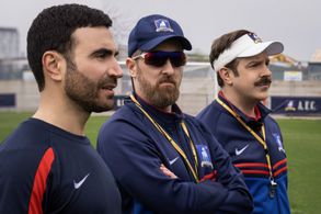 Brendan Hunt, Jason Sudeikis, and Brett Goldstein in Ted Lasso (2020)