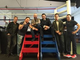 Aaron Eckhart, Vinny Pazienza, Joe Tessitore, Miles Teller - Bleed For This / ESPN