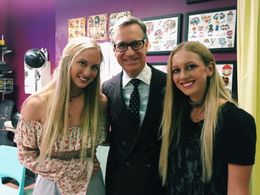 On set for tattoo scene in A Simple Favor with director Paul Feig