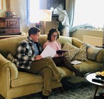 Aloreia Spencer on set of Wild Bill with Rob Lowe.