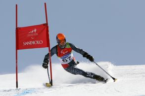 Skiing at the 2006 Paralympics in Turino, Italy.