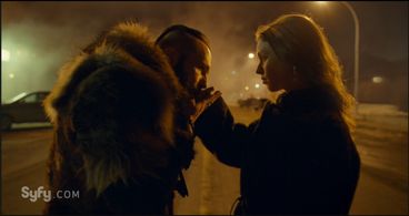 Michael Eklund and Natalie Krill in Wynonna Earp (2016)