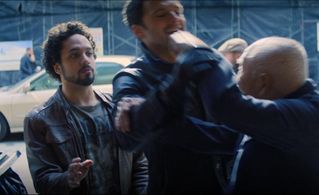 Ian Gregg, Sebastian Stan, & Ken Takemoto in Ep #1, New World Order, of The Falcon & the Winter Soldier