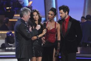 Brandy Norwood, Tom Bergeron, Brooke Burke, and Maksim Chmerkovskiy in Dancing with the Stars (2005)
