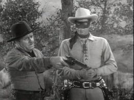Clayton Moore and Stanley Farrar in The Lone Ranger (1949)
