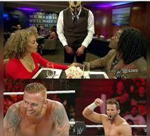 Still shot of actor Shawn Richardz, Goldust, and R-Truth for the WWE's Monday Night Raw Live