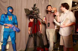 Steven Calcote on the set of 