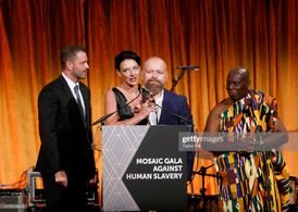 Tony Schiena, Victoria Unikel, Gene Avakyan and Dr. Barfour Adjei-Barwuah speak onstage during the Mosaic Federation Gal