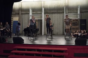 Rosie Perez, Josh Radnor, Ted Sutherland, Damon J. Gillespie, and Sergio King in Rise (2018)