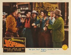 Glenn Ford, Irving Bacon, Edgar Buchanan, Ethan Laidlaw, Bernard Nedell, Glenn Strange, and Slim Whitaker in The Despera