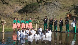 Dira Paes, Teca Pereira, Thardelly Lima, and Suzy Lopes in Divine Love (2019)