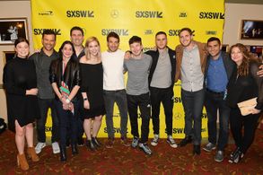 Bart Layton, Dimitri Doganis, Jared Abrahamson, Blake Jenner, and Barry Keoghan at an event for American Animals (2018)